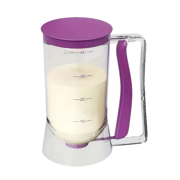 Shoreew Batter Dispenser for Baking 900ml 4-Cup Measured Container with Quick Release Spout BPA-Free Plastic Batter Pourer for Pancakes Cupcakes Waffles