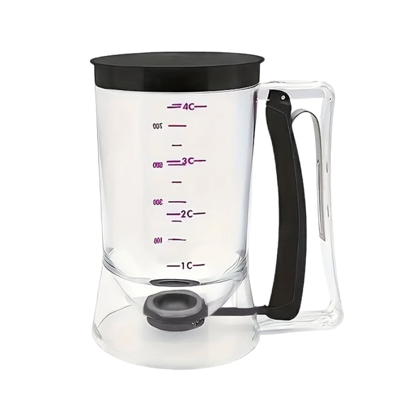 Shoreew Batter Dispenser for Baking 900ml 4-Cup Measured Container with Quick Release Spout BPA-Free Plastic Batter Pourer for Pancakes Cupcakes Waffles