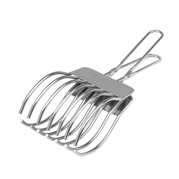 Shoreew Beef Cutting Tongs Stainless Steel Food Slicer Meat Slicing Tong Holder Easy Slicing Tool for BBQ Bread Vegetables Fruits