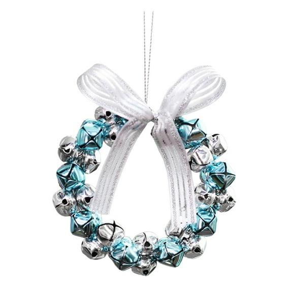 Shoreew Bell Wreath Christmas Beaded Bell Wreath with Bow Small Jingle Bell Garland Ornament for Christmas Home Tree Decor