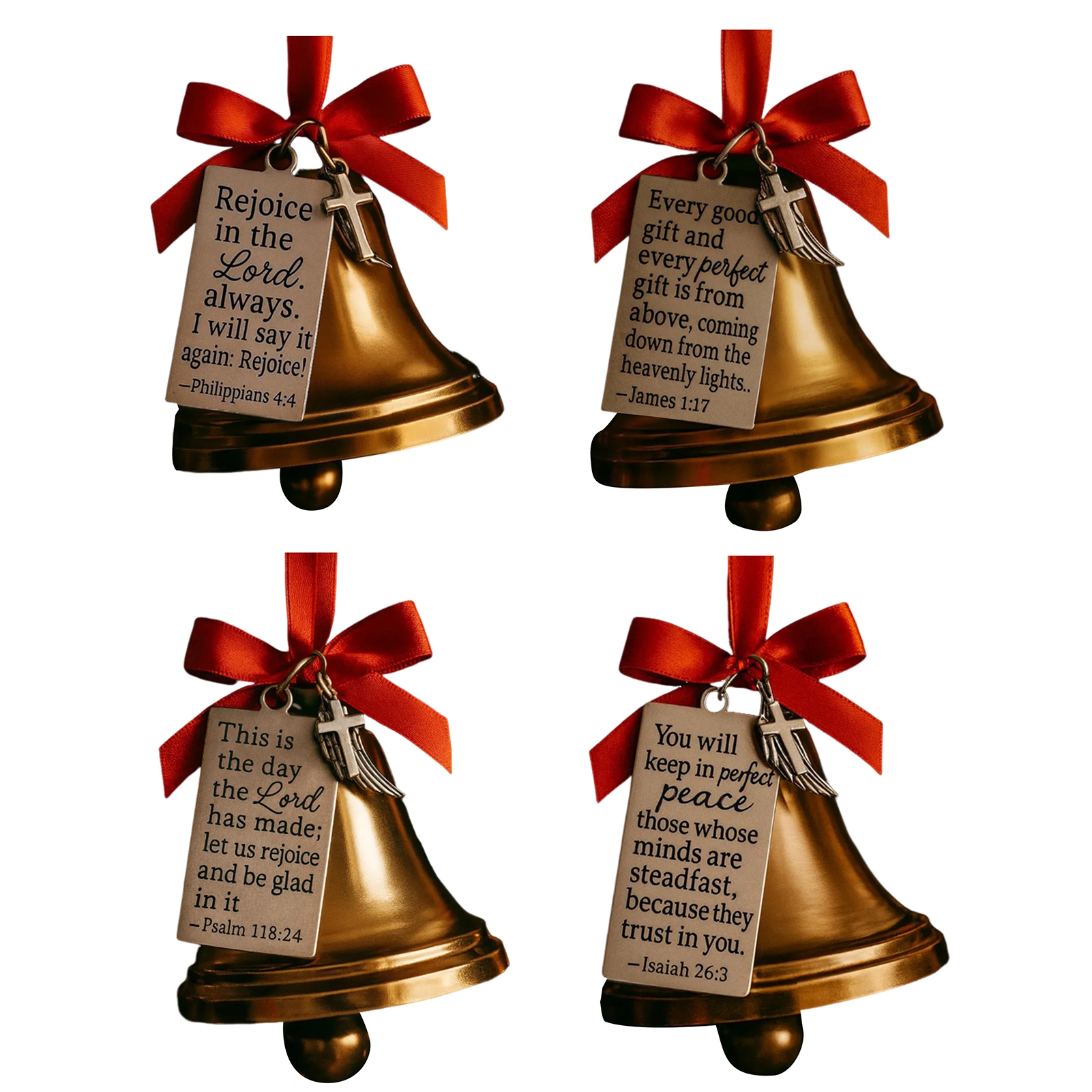 The Bell Scriptures Shoreew Bible Verses Scripture Christmas Bell Ornament Metal Golden ...