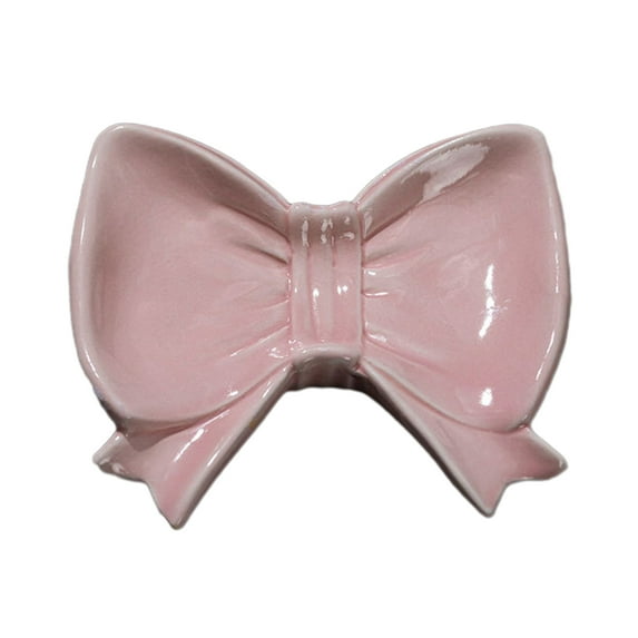 Shoreew Bow Soap Dish Bathroom Ceramic Soap Holder with Self Draining No Water Accumulation Soap Tray for Home Dormitory Washbasin Bathroom Shelf