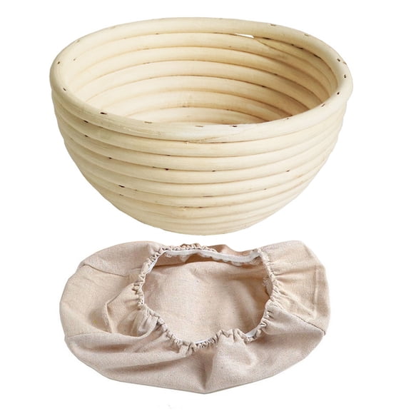 Shoreew Bread Proofing Basket with Liner Oval Round Banneton Dough Proofing Bowls Handmade Sourdough Bread Rattan Fermentation Basket Baking Supplies