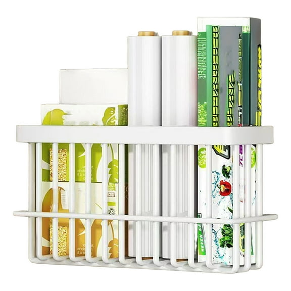 Shoreew Cabinet Door Organizer Adhesive Storage Rack Inside Cabinet Kitchen Wall Mounted Pantry Caddy Hanging Storage Basket for Fridge Bathroom Organization