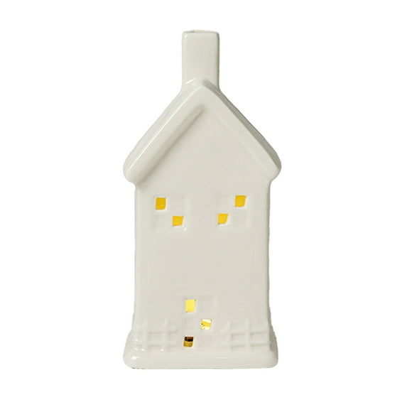 Shoreew Ceramic Snow House LED Decor Nordic Christmas Village Tabletop Lamp Creative Festive Centerpiece for Mantel And Shelf Display
