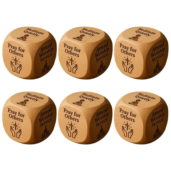 Shoreew Christian Prayer Dice Handmade Wooden 6-Sided Decision Dice with Faith Engravings Religious Inspirational Dice for Family Group