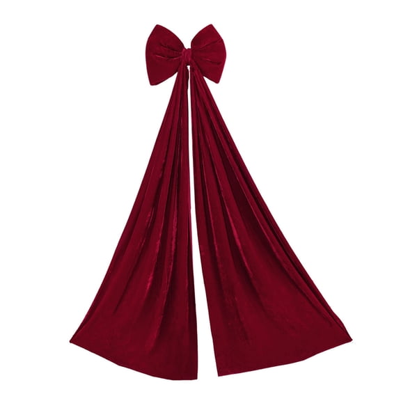 Shoreew Christmas Bow Tree Topper Ornament Burgundy Velvet Wreath Bows Christmas Hanging Ribbon Gift Bows for Holiday Home Wall Outdoor Indoor Party Decoration