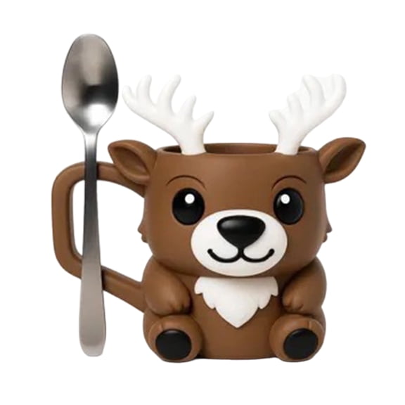 Shoreew Christmas Deer Ice Cream Pint Holder with Spoon Cute Animal Cooler Sleeve Leak Proof Popsicle Cozy Beer Can Holder Deer Lover Gifts