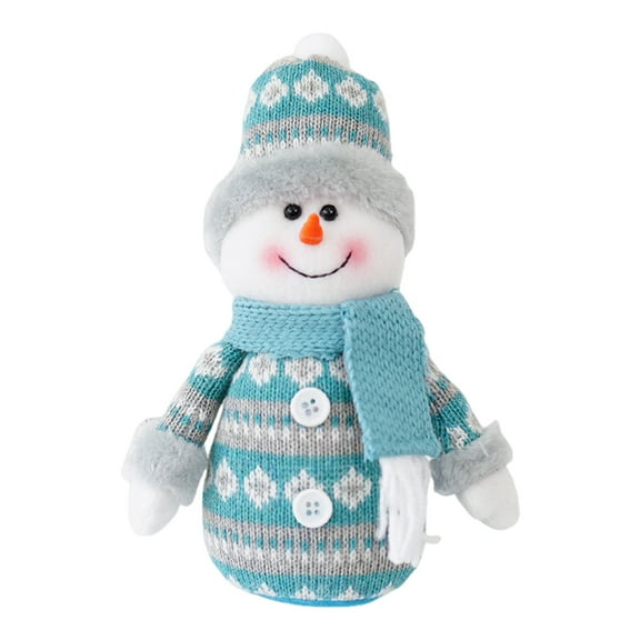 Shoreew Christmas Doll Blue Snowman Santa Claus Reindeer Christmas Doll Handmade Plush Figure Ornament Home Office Decor
