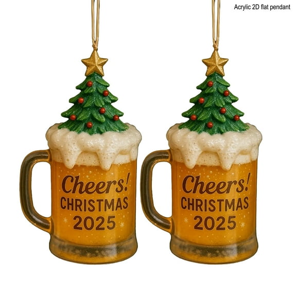 Shoreew Christmas Drink Cup Ornaments Acrylic Hanging Decor for Tree Car Mirror Festive Birthday Party Essentials