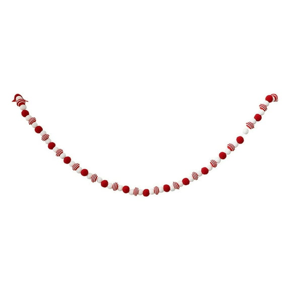 Shoreew Christmas Felt Ball Garland Plush Wool Felt Ball Bead Garland Red White Pompom Bunting Banner for Xmas Tree Holiday Party Decor
