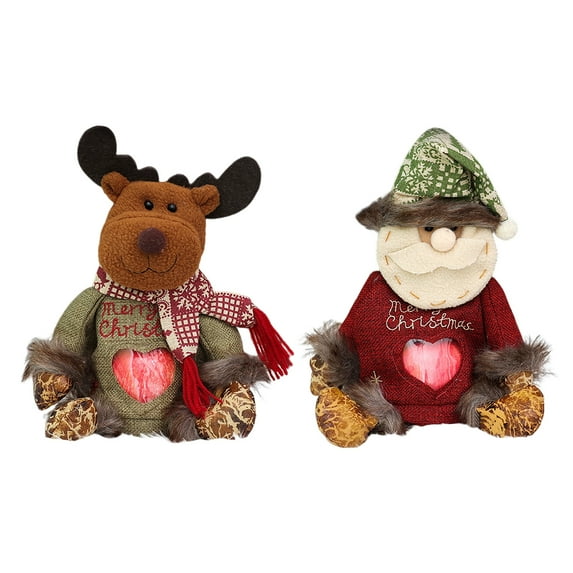 Shoreew Christmas Gift Bags Zipper Design Reusable Fabric Gift Bags for Gifts Candy Fruits 3D Santa Snowman Deer Shaped Storage Bag for Party And Festival Decor