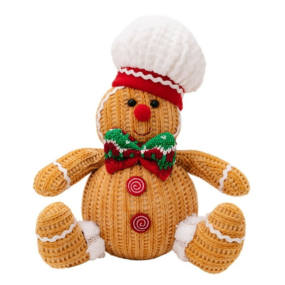 Shoreew Christmas Gingerbread Man Doll Plush Stuffed Gingerbread Boy Girl Figure with Chef Hat Santa Hat Soft Toy for Christmas Party Decor