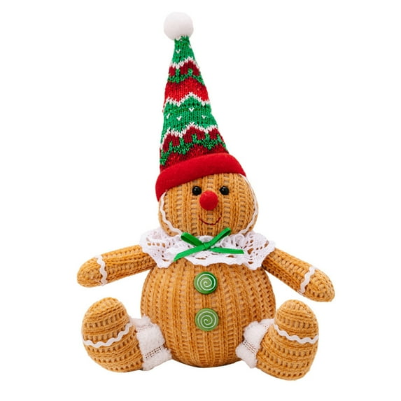 Shoreew Christmas Gingerbread Man Doll Plush Stuffed Gingerbread Boy Girl Figure with Chef Hat Santa Hat Soft Toy for Christmas Party Decor
