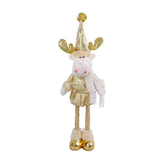 Shoreew Christmas Gnome Plush Doll Retractable Legs Santa Claus Snowman Elk Ornament Adjustable Standing Figurine Decoration