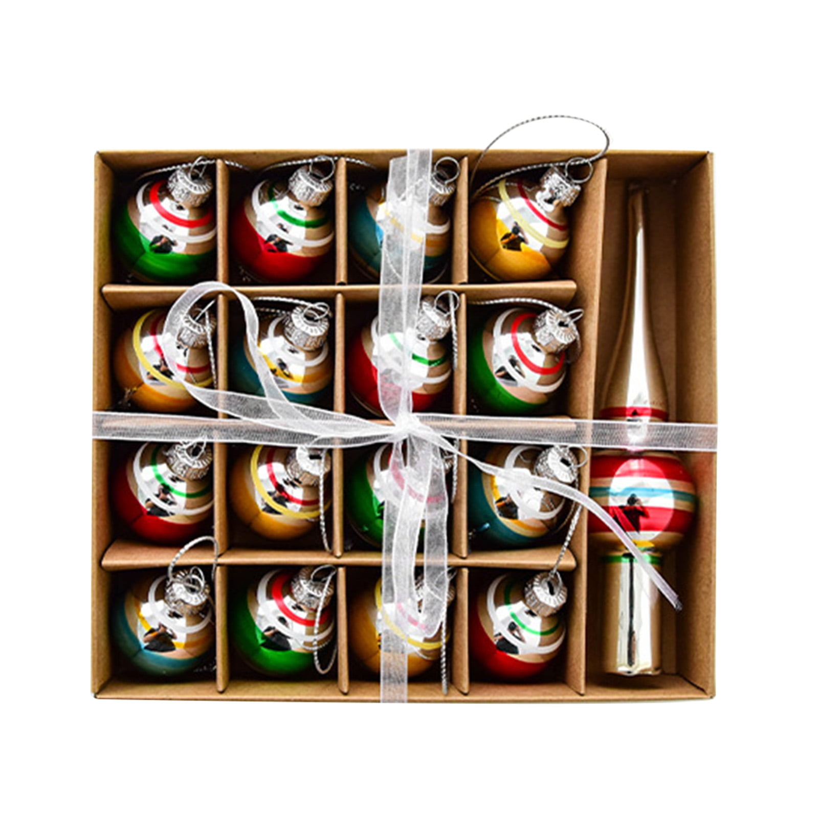 Shoreew Christmas Mini Glass Ornaments Set Small Vintage Snowman Santa — free download