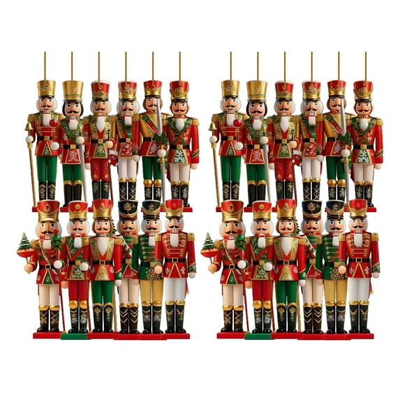 Shoreew Christmas Nutcracker Ornaments Small Wooden Soldier Nutcracker Hanging Decoration for Christmas Tree Holiday Party Decor