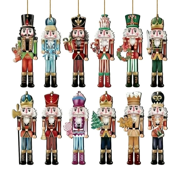 Shoreew Christmas Nutcracker Ornaments Small Wooden Soldier Nutcracker Hanging Decoration for Christmas Tree Holiday Party Decor