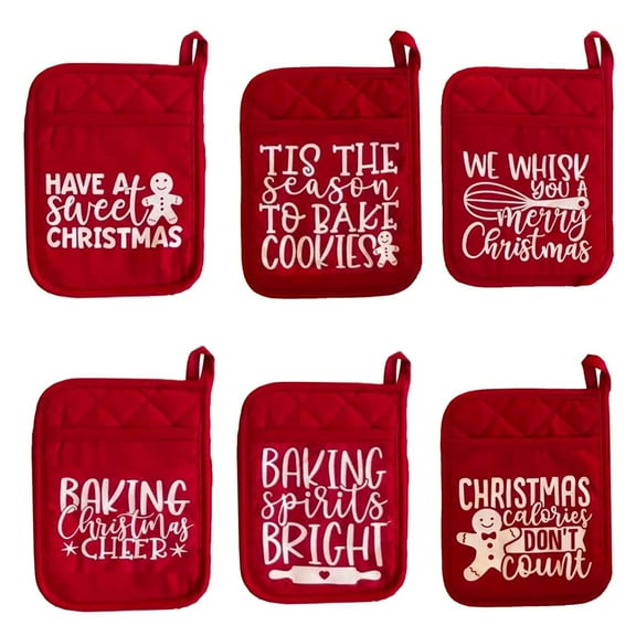 Shoreew Christmas Oven Mitt with Storage Pocket Heat-Resistant Pot Holder And Baking Tool Organizer Holiday Baking Essentials