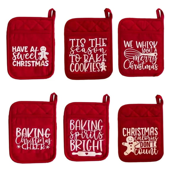 Shoreew Christmas Oven Mitt with Storage Pocket Heat-Resistant Pot Holder And Baking Tool Organizer Holiday Baking Essentials
