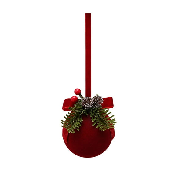 Shoreew Christmas Red Bell Ornament Plastic Velvet Flocked Bell Ball Tree Ornament for Holiday Window Shop Home Decoration