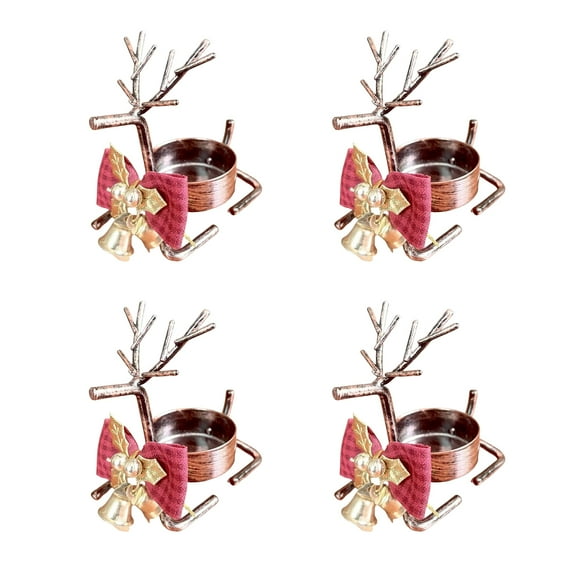 Shoreew Christmas Reindeer Tealight Candle Holder Gold Iron Decoration for Table Window Versatile Christmas Holiday Decor