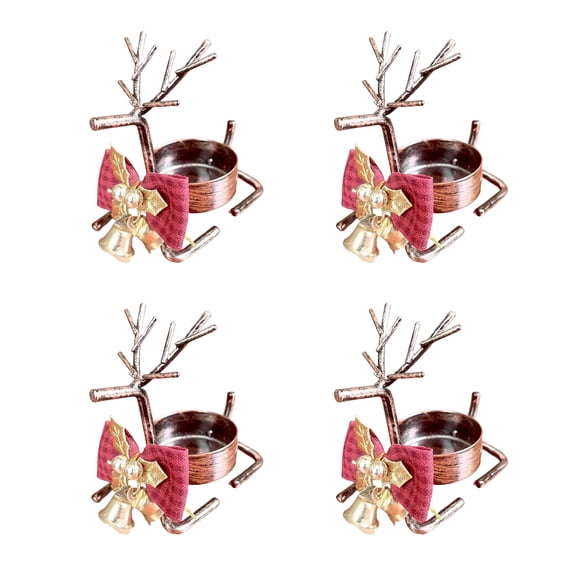 Shoreew Christmas Reindeer Tealight Candle Holder Gold Iron Decoration for Table Window Versatile Christmas Holiday Decor