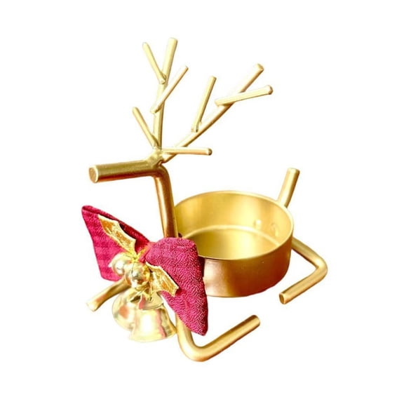 Shoreew Christmas Reindeer Tealight Candle Holder Gold Iron Decoration for Table Window Versatile Christmas Holiday Decor