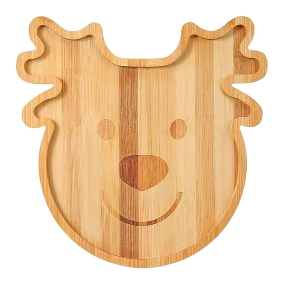 Shoreew Christmas Snack Tray Santa Reindeer Bamboo Serving Platter for Candy Desserts Fruits Holiday Charcuterie Board Hostess Gifts