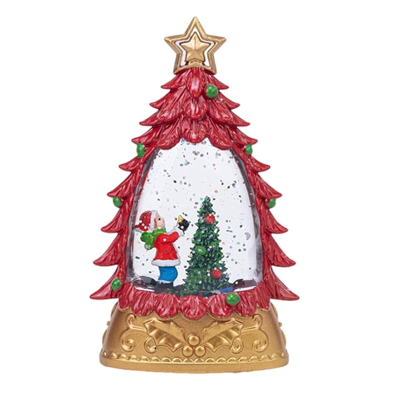 Shoreew Christmas Snow Ball Lantern Lighted Santa And Christmas Tree Scene Glittering Water Snow Ball Decoration for Home Desktop Decor