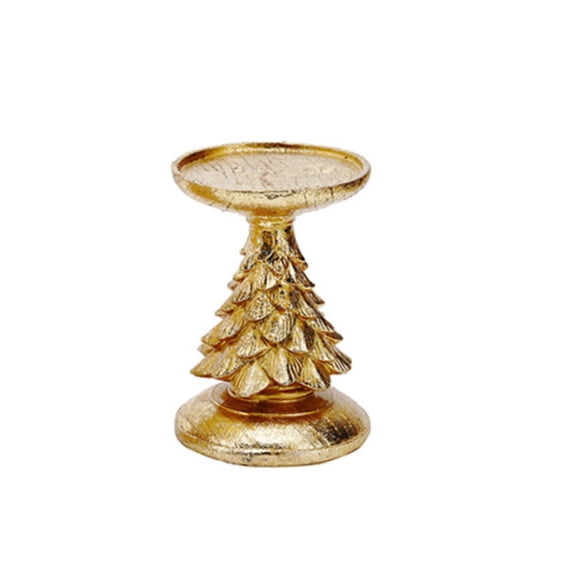 Shoreew Christmas Tree Candle Holders Vintage Resin Christmas Tree Figurine Pillar Candle Stand for Home Mantel Fireplace Decor