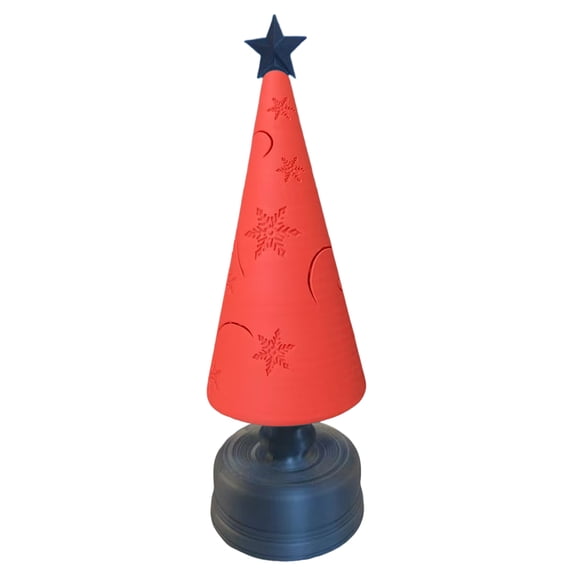 Shoreew Christmas Tree Decoration 3D Printed Illuminated Swirling Snow Tree with Snowflake Pattern Tabletop Centerpiece for Fireplace Mantel Holiday Party Decor