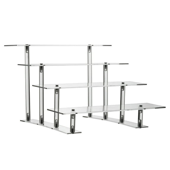 Shoreew Clear Display Stand Non-slip 4 Tiers Stable Base Anime Figures Collectibles Exhibition Acrylic Riser Countertop Cupcakes Perfume Cosmetics Jewelry Display Holder