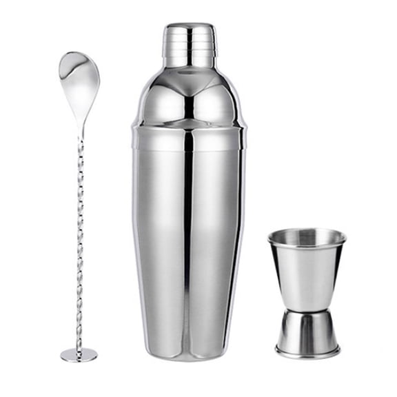 Shoreew Cocktail Shaker Set 24oz Stainless Steel Martini Drink Mixer with Measuring Jigger Mixing Spoon Bar Accessories for Beginners And Bartenders