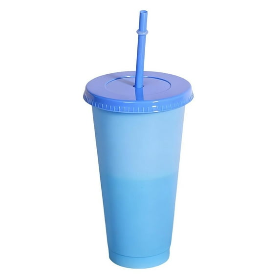 Shoreew Color Changing Plastic Tumbler with Straw 24oz Reusable Cold Water Cup Leak-Proof Stackable Drinkware for Indoor Outdoor Use