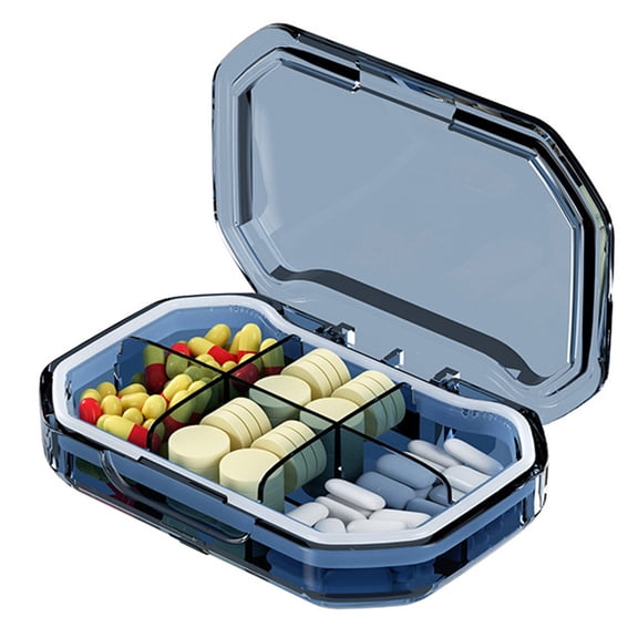 Shoreew Convenient 7-Day Pill Box Dispenser 4/6-Grid Design Large Space Buckle Fix Good Sealing Pocket-sized Pill Container