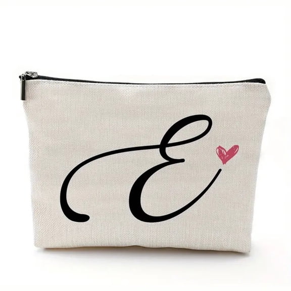 Shoreew Cosmetic Bag Stylish Letter Pattern Makeup Storage Bag Zipper Closure Travel Makeup Organizer for Women Mom Friends