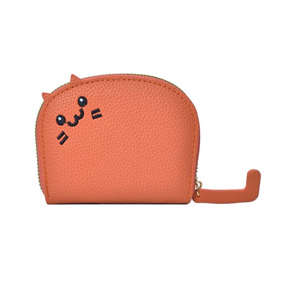 Shoreew Credit Card Holder Wallet Coin Purse Zipper Closure Cute Cat Design Compact Portable Card Keychain Wallet Organizer