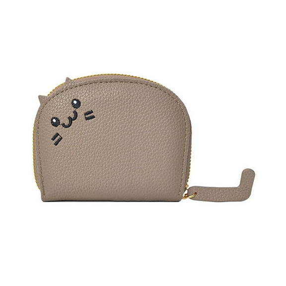 Shoreew Credit Card Holder Wallet Coin Purse Zipper Closure Cute Cat Design Compact Portable Card Keychain Wallet Organizer
