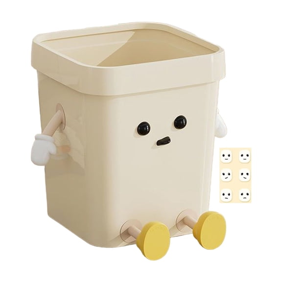 Shoreew Cute Trash Can 12/16L Cartoon Garbage Bin with Eyes Hands Legs Plastic Open Top Waste Basket for Kitchen Office Bathroom