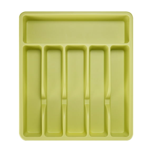 Shoreew Cutlery Drawer Organizer Tray 6 Compartment Plastic Storage Box for Kitchen Utensils Forks Spoons Cutter Sturdy BPA-Free Divider Holder