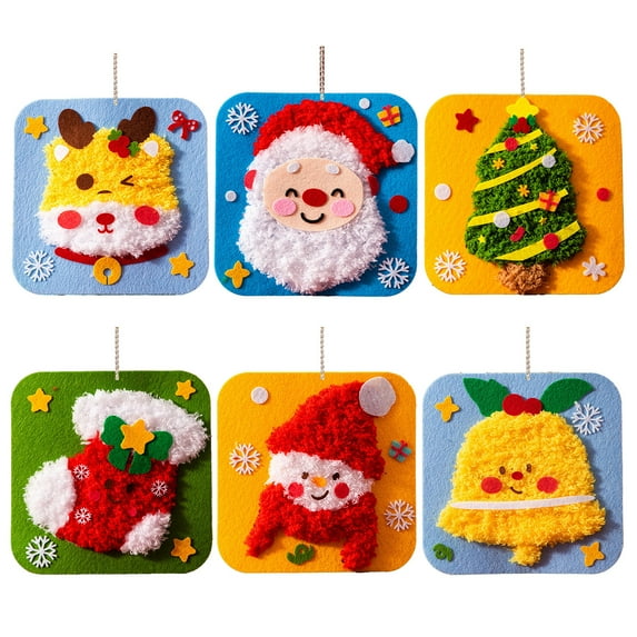 Shoreew DIY Christmas Embroidery Kit for Beginners Cute Santa/Stocking/Gingerbread Sewing Projects Xmas Needlepoint Kit for Kids Adults