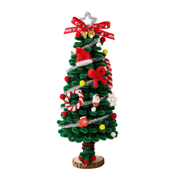 Shoreew DIY Christmas Tree Kit with Light String Festive Desktop Decoration Warm Christmas Atmosphere Light New Year Gift Christmas Decor