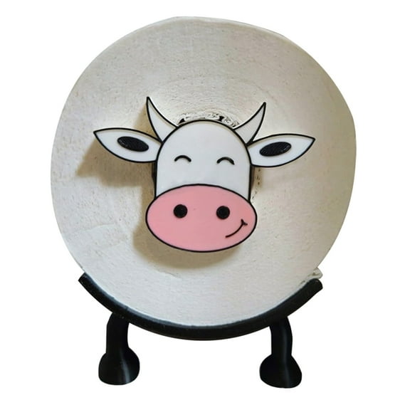 Shoreew Dairy Cow Toilet Roll Holder 3D Printing Paper Towel Holder Freestanding Design Fun Bathroom Decor Keeps Rolls Organized Roll Paper Organizer