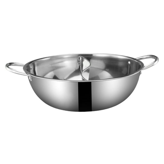 Shoreew Double Flavor Hot Pot Stainless Steel Split Hot Pot with Anti-Scald Handles Chinese Induction Shabu Hot Pot for Kitchen Stove