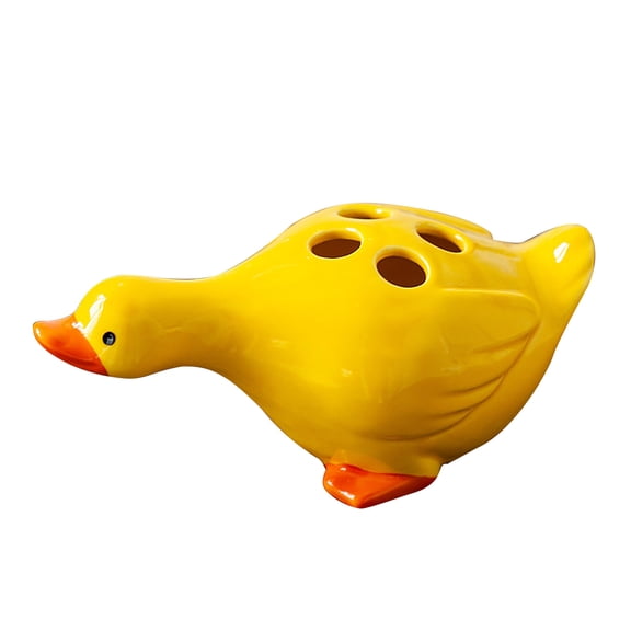 Shoreew Duck Toothbrush Holder Ceramic Cute Toothbrush Organizer Decorative Cartoon Duck Toothbrush Stand for Bathroom Decor And Storage