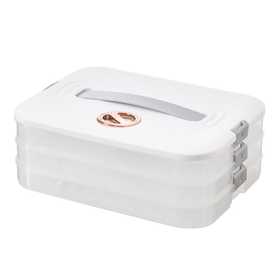 Shoreew Dumpling Storage Box with Sturdy Handle Single/Dual/Triple/Four Layer Food Container for Home Picnics Parties