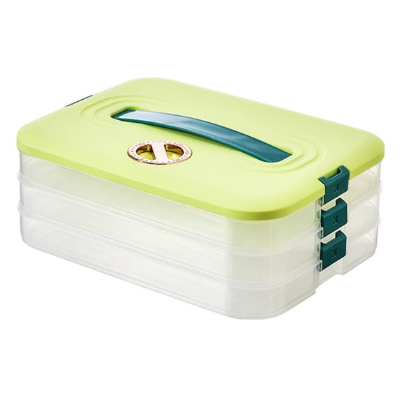 Shoreew Dumpling Storage Box with Sturdy Handle Single/Dual/Triple/Four Layer Food Container for Home Picnics Parties