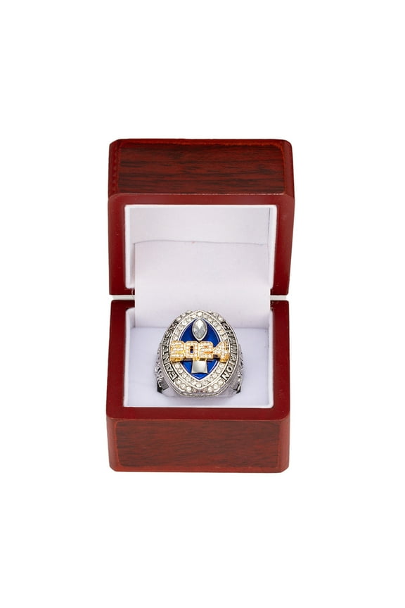 Fantasy Football Championship Ring – League Champion Trophy Ring with Elegant Wooden Box Award for Winner