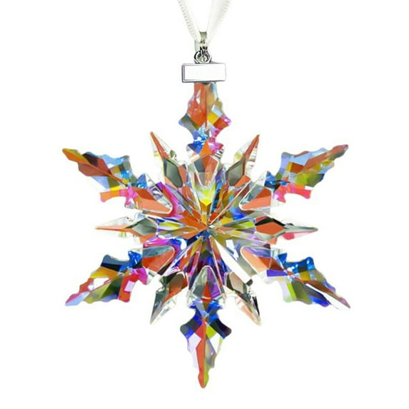 Shoreew Faux Crystal Snowflake Ornament Sparkly Clear Faceted Snowflake Christmas Tree Ornament for Winter Wonderland Decoration Holiday Party Favors